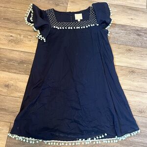Sail to Sable Blue and White Ruffled Sundress with Flutter Sleeves size M